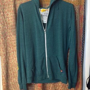 Aviator Nation Green Zip Up Sweater with Relaxed Fit